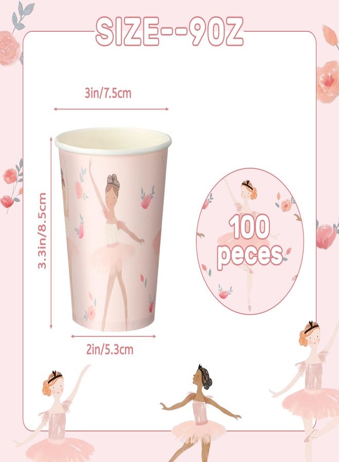Afarnook 50 Pcs Pink Ballerina Paper Drinking Cups 9 oz Pink Ballet Tutu Dancer Cute Disposable Cups for Ballet Wedding Baby Shower Birthday Ballerina Party Decorations, Beverage, Travel, Picnic - Image 2